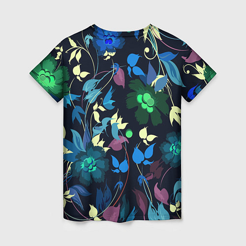 Женская футболка Color summer night Floral pattern / 3D-принт – фото 2