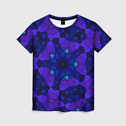 Футболка женская Калейдоскоп -геометрический сине-фиолетовый узор, цвет: 3D-принт