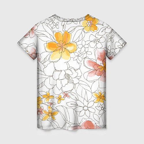 Женская футболка Минималистическая цветочная композиция Watercolour / 3D-принт – фото 2