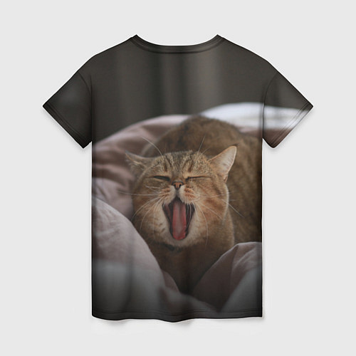 Женская футболка Эх, поспать бы! Зевающий котяра / 3D-принт – фото 2