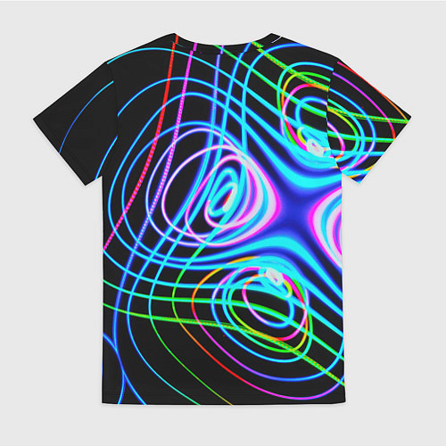 Женская футболка Неоновое множество линий - Голубой / 3D-принт – фото 2