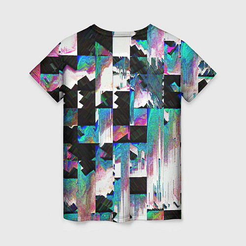 Женская футболка Glitch Abstract squares Глитч Абстрактные квадраты / 3D-принт – фото 2