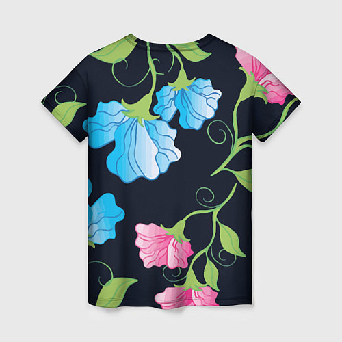 Женская футболка Яркие удивительные цветы в летней ночи / 3D-принт – фото 2