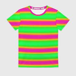 Женская футболка Зелено-малиновые мягкие размытые полосы