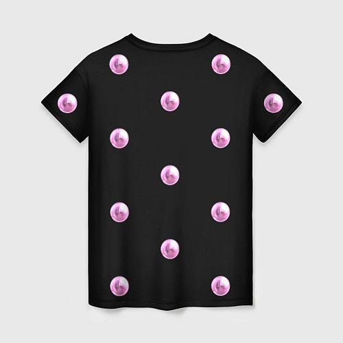 Женская футболка Розовые шары-бусинки на черном фоне / 3D-принт – фото 2