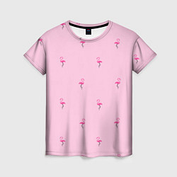 Футболка женская Фламинго на розовом фоне, цвет: 3D-принт