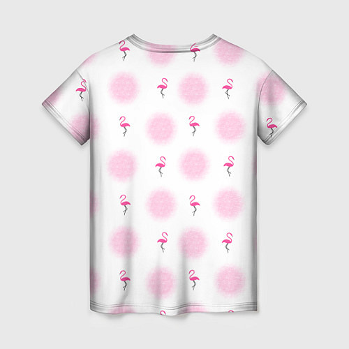 Женская футболка Фламинго и круги на белом фоне / 3D-принт – фото 2