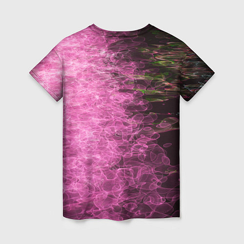 Женская футболка Неоновые волны на воде - Розовый / 3D-принт – фото 2
