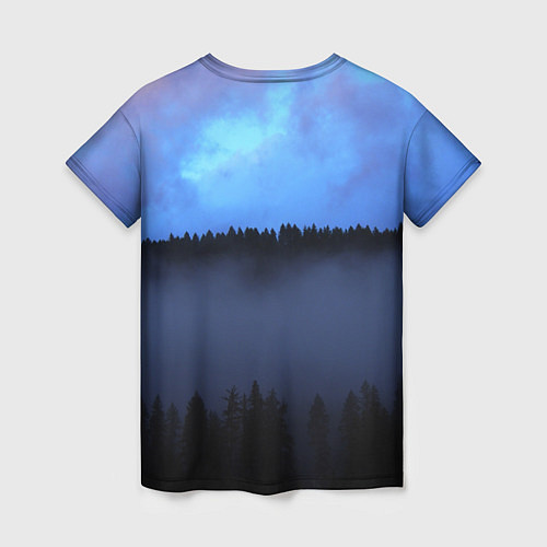 Женская футболка Неоновое небо над лесом / 3D-принт – фото 2