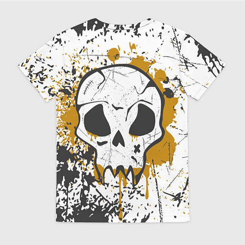 Женская футболка Череп на стене и краски - Жёлтый / 3D-принт – фото 2