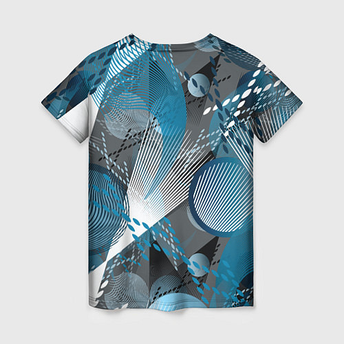 Женская футболка Абстрактный серо-синий принт / 3D-принт – фото 2