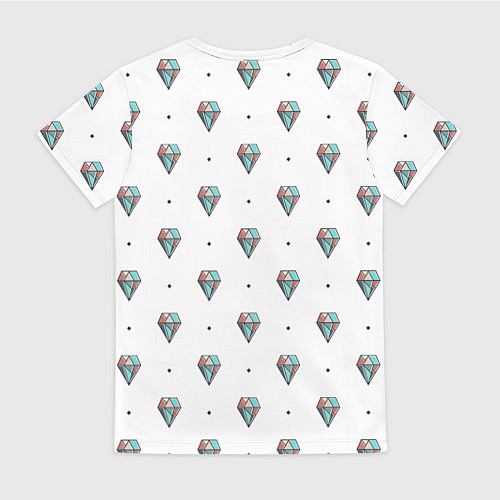 Женская футболка Разноцветные Бриллианты На Белом Фоне / 3D-принт – фото 2