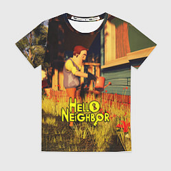 Женская футболка Hello Neighbor Привет сосед Сосед поливает