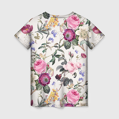 Женская футболка Цветы Сказочные Розы и Герберы / 3D-принт – фото 2