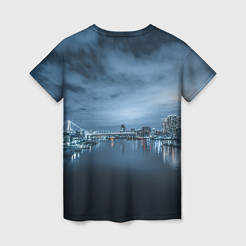 Женская футболка Неоновый город вдалеке и небо - Синий / 3D-принт – фото 2