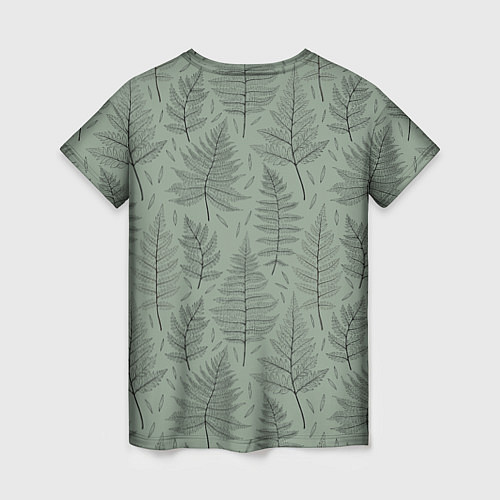 Женская футболка Листья папоротника на зеленом фоне Минимализм / 3D-принт – фото 2