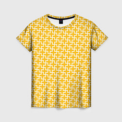 Футболка женская Белые крестики на желтом фоне, цвет: 3D-принт