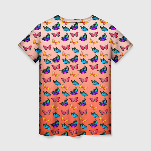 Женская футболка Яркие и необычные бабочки / 3D-принт – фото 2
