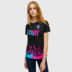 Футболка женская Stray - neon gradient logo, цвет: 3D-принт — фото 2
