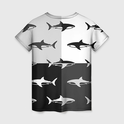 Женская футболка Стая акул - pattern / 3D-принт – фото 2