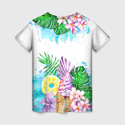 Женская футболка Тропический рай и мороженое / 3D-принт – фото 2