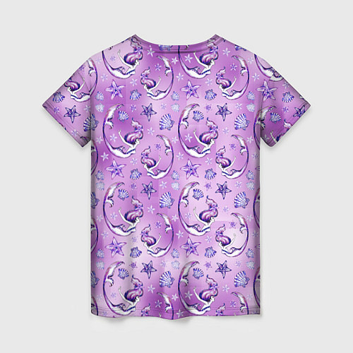 Женская футболка Танцующие русалки на фиолетовом / 3D-принт – фото 2