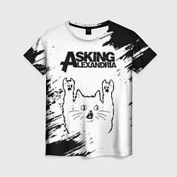 Футболка женская Asking Alexandria рок кот на светлом фоне, цвет: 3D-принт