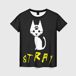 Футболка женская Stray - киберпанк кот в минимализме, цвет: 3D-принт