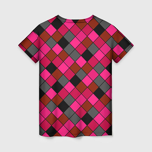 Женская футболка Розово-красный геометрический узор / 3D-принт – фото 2