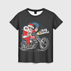 Футболка женская Santa on a bike, цвет: 3D-принт