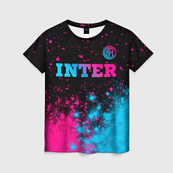 Футболка женская Inter - neon gradient: символ сверху, цвет: 3D-принт
