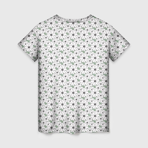 Женская футболка Белые ромашки на зеленом текстурированном фоне / 3D-принт – фото 2