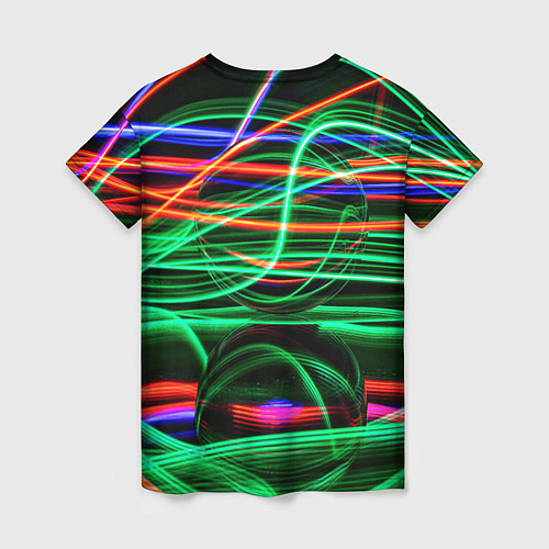 Женская футболка Абстрактное множество цветных линий / 3D-принт – фото 2
