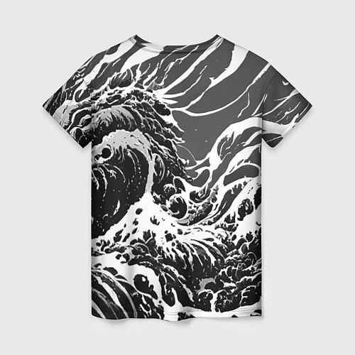 Женская футболка Черно-белые волны / 3D-принт – фото 2
