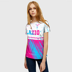 Футболка женская Lazio neon gradient style: символ сверху, цвет: 3D-принт — фото 2