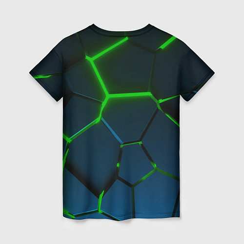 Женская футболка Разлом зеленых неоновых плит - геометрия / 3D-принт – фото 2