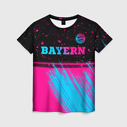 Футболка женская Bayern - neon gradient: символ сверху, цвет: 3D-принт