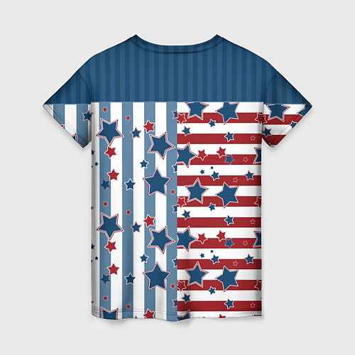 Женская футболка Blue stars on a striped pattern / 3D-принт – фото 2