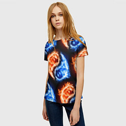 Футболка женская Инь - янь, огонь - вода, паттерн, цвет: 3D-принт — фото 2