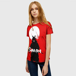 Футболка женская Самурай С Катаной На Красном Фоне, цвет: 3D-принт — фото 2
