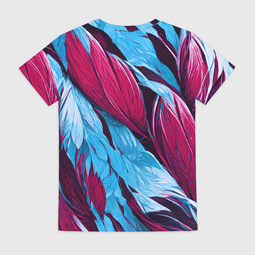Женская футболка Яркие экзотические перья / 3D-принт – фото 2