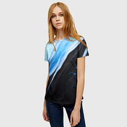 Футболка женская Тёмно-синий мрамор, цвет: 3D-принт — фото 2