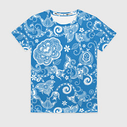 Футболка женская Голубое кружево, цвет: 3D-принт