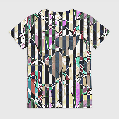 Женская футболка Разноцветный полосатый абстрактный узор / 3D-принт – фото 2