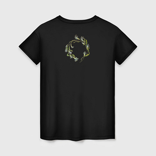Женская футболка Череп кошки и цветы / 3D-принт – фото 2