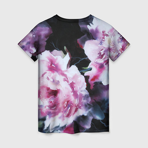 Женская футболка Цветы Пионы Акварель / 3D-принт – фото 2