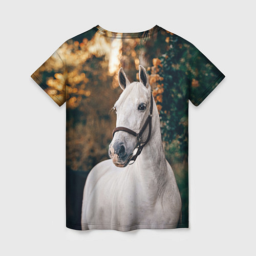 Женская футболка Белая лошадка / 3D-принт – фото 2