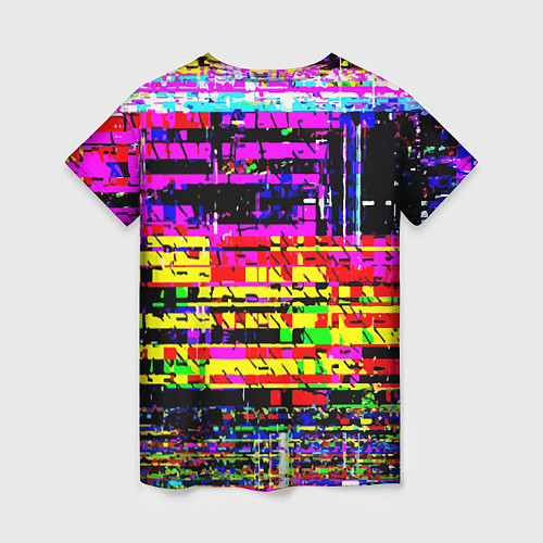 Женская футболка Яркий пиксельный красочный глитч / 3D-принт – фото 2