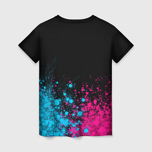 Женская футболка UAZ - neon gradient: символ сверху / 3D-принт – фото 2