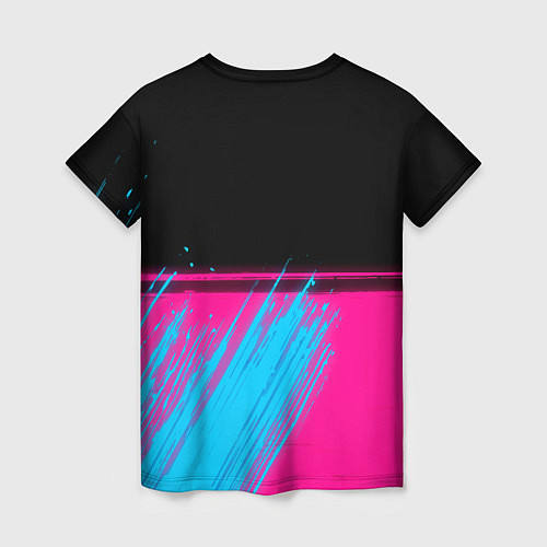 Женская футболка GTA - neon gradient: символ сверху / 3D-принт – фото 2